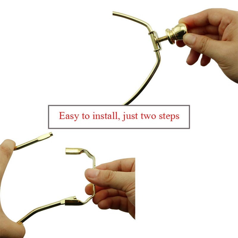 DZS Elec Imitation Gold Color 10 Inch Lamp Shade Harp Holder DIY Lighting Accessories Horn Frame Lampshade Bracket for Table/Floor Light Fitting - Image 3